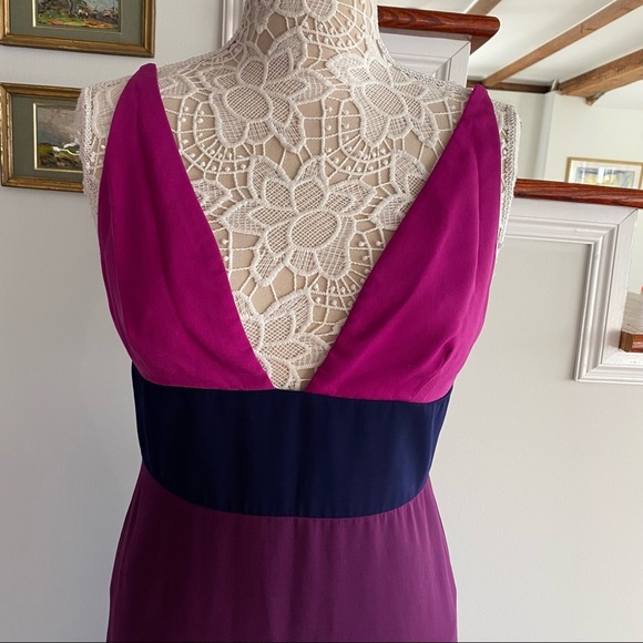 JILL JILL STUART Colorblock Viola & Deep Violet Gown Sz 6 - Picture 3 of 7